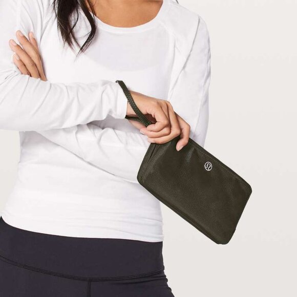 Lululemon Double Up Pouch Dark Olive Wristlet - Picture 2 of 12